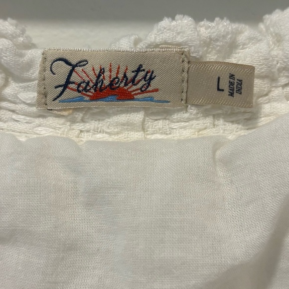 Faherty Annabelle White Organic Cotton Flax Dress Peasant Cottagecore Costal - Picture 5 of 14